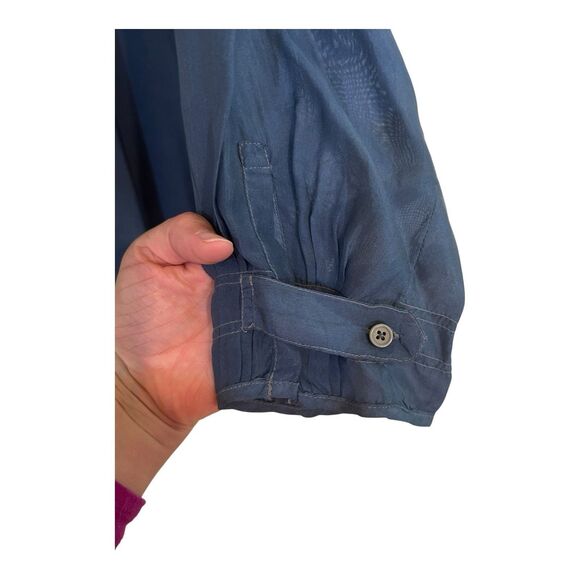 Pete & Greta JW Blue Silk Tunic Button Placket Sz M - Picture 5 of 6